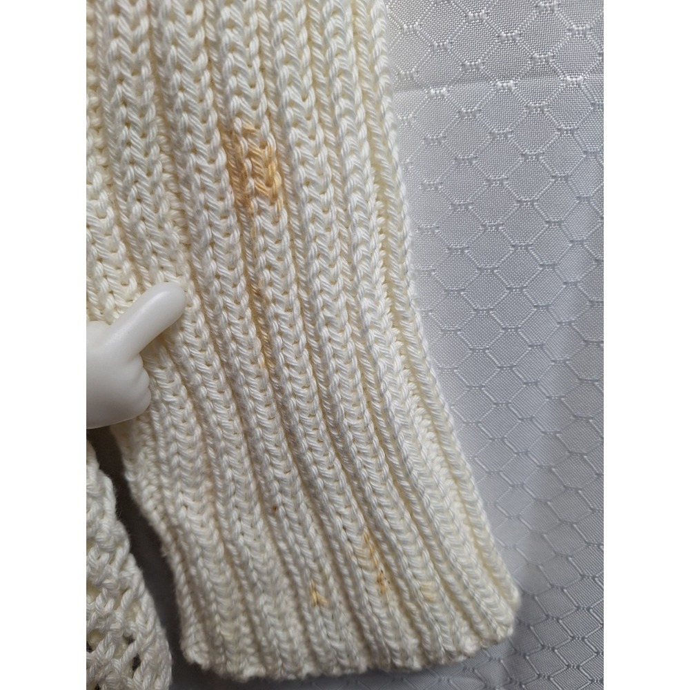 SOFT SURROUNDINGS Crochet Open Knit Sweater Sz M White Black Pockets Lagenlook - Picture 3 of 7
